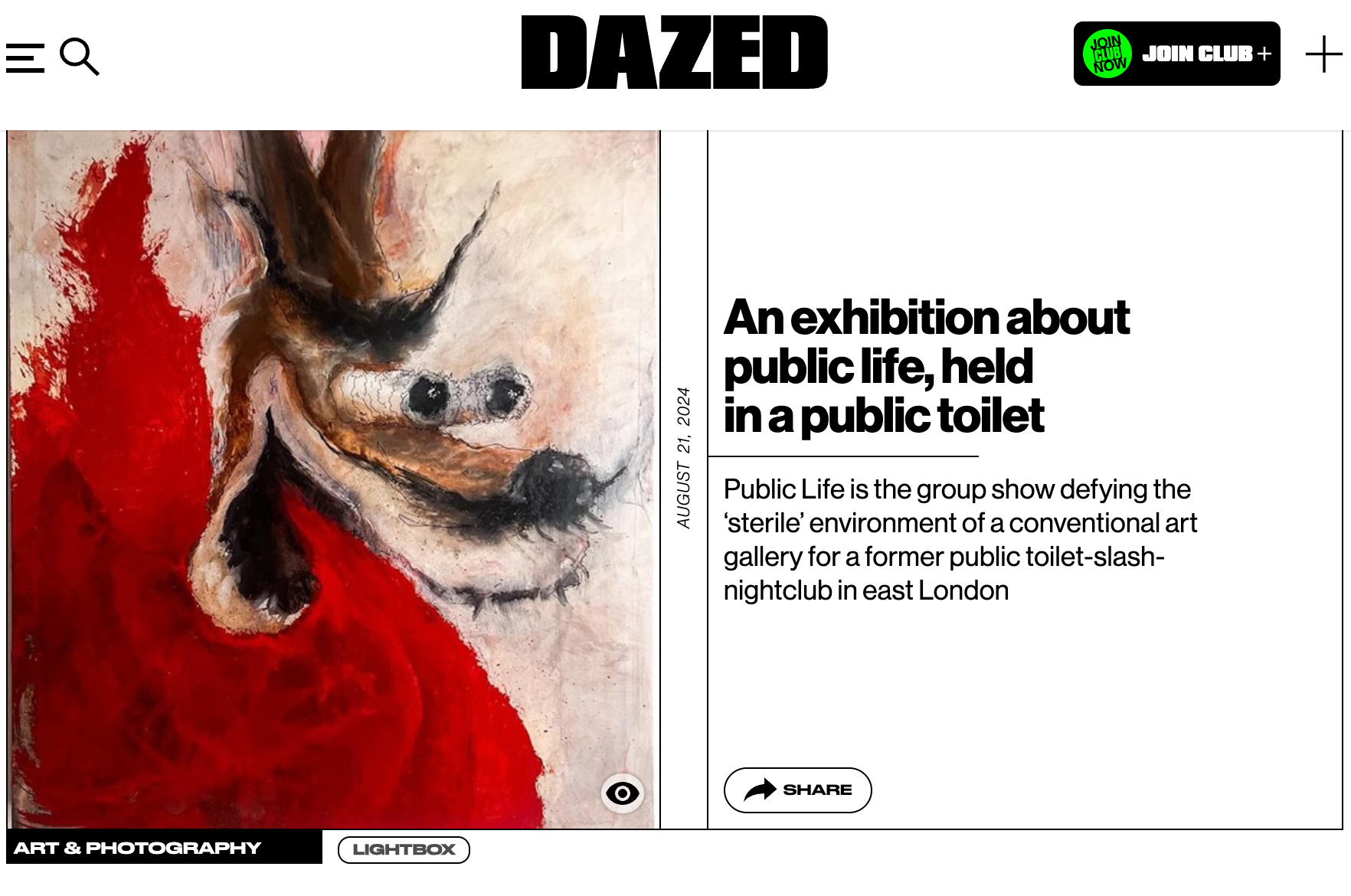 DAZED Magazine - Public Life Group Exhibition London