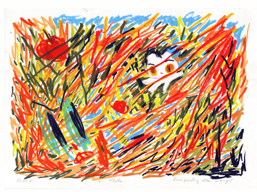 ‘Doom Scrolling After Midnight’ (2025) - Paper Work by Mila Useche